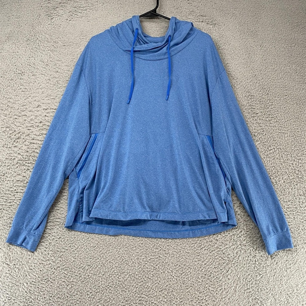 Columbia PFG Hoodie Womens XL Blue Lightweight Stretch Fishing Pullover Top